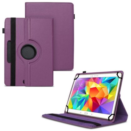 TGK 360 Degree Rotating Universal 3 Camera Hole Leather Stand Case Cover for Samsung Galaxy Tab S 10.5 inch T800, T805, T801 – Purple
