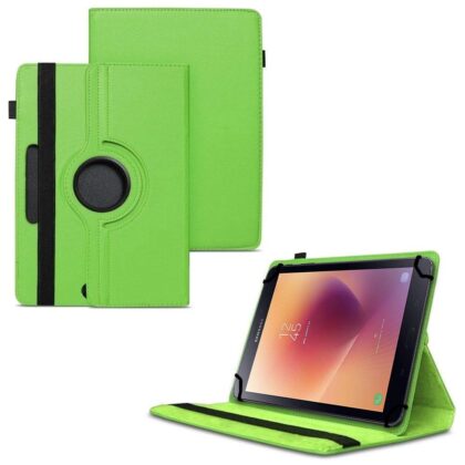 TGK 360 Degree Rotating Universal 3 Camera Hole Leather Stand Case Cover for Samsung Galaxy Tab A 2017 SM-T385NZKAINS Tablet (8 inch)-Green