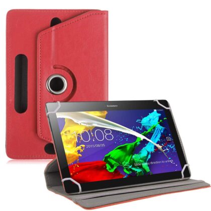 TGK Universal 360 Degree Rotating Leather Rotary Swivel Stand Case Cover for Lenovo Tab 2 A10-70 10.1″ Tablet – Red