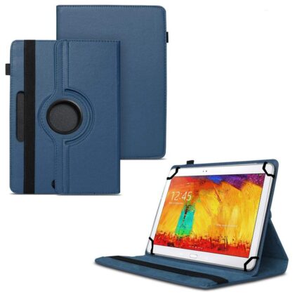 TGK 360 Degree Rotating Universal 3 Camera Hole Leather Stand Case Cover for Samsung Galaxy Note 10.1 Edtion 2014 Sm-P6000 Sm-P6010 Sm-P6050 Sm-P600 Sm-P601 Sm-P605-Dark Blue