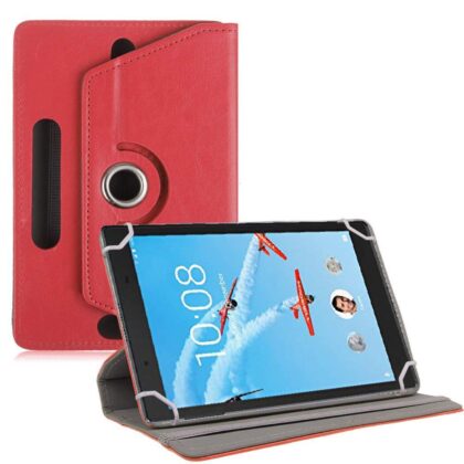 TGK Universal 360 Degree Rotating Leather Rotary Swivel Stand Case Cover for Lenovo Tab 4 8 TB-8504X / TB-8504F / TB-8504N 8-Inch (Red)