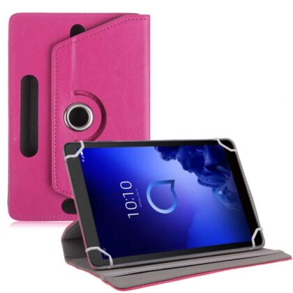 TGK Universal 360 Degree Rotating Leather Rotary Swivel Stand Case Cover for Alcatel 3T 10 Tablet 10 inch – Pink