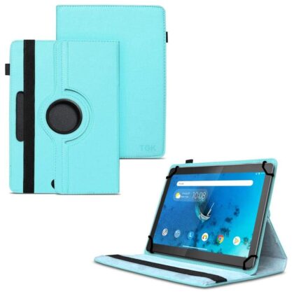 TGK 360 Degree Rotating Universal 3 Camera Hole Leather Stand Case Cover for Lenovo Tab M10 HD X505X Cover TB-X505F TB-X505L TB-X505X TB-X605L TB-X605F – Sky Blue