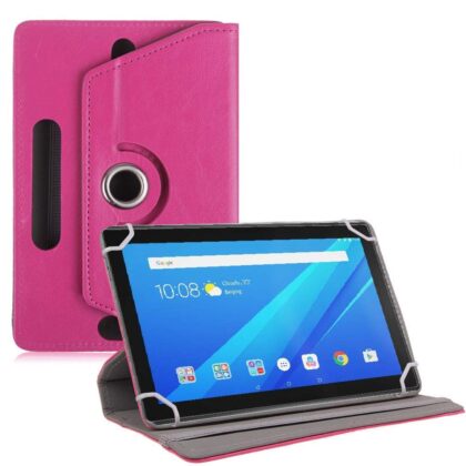 TGK Universal 360 Degree Rotating Leather Rotary Swivel Stand Case Cover for Lenovo Tab 4 10.1 inch Tablet (Pink)