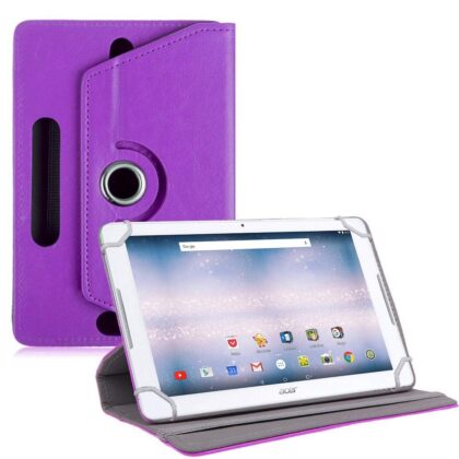 TGK Universal 360 Degree Rotating Leather Rotary Swivel Stand Case Cover for Acer Iconia One 10 (B3-A30) 10.1 inch – Purple