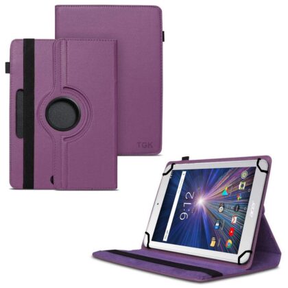 TGK 360 Degree Rotating Universal 3 Camera Hole Leather Stand Case Cover for Acer Iconia One 8 B1-870 Tablet 8 inch – Purple