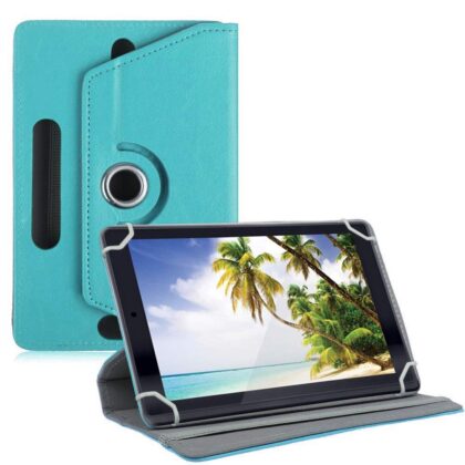 TGK 360 Degree Rotating Leather Rotary Swivel Stand Case Cover for iBall Elan 3×32 10.1 inch Tablet (Sky Blue)