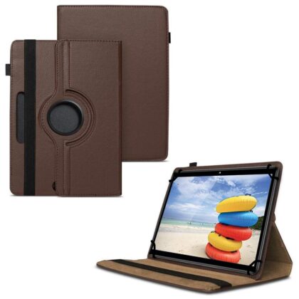 TGK 360 Degree Rotating Universal 3 Camera Hole Leather Stand Case Cover for iBall Perfect 10 Tablet PC (10.1 inch)- Brown