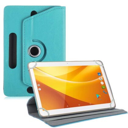 TGK 360 Degree Rotating Leather Rotary Swivel Stand Case Cover for Swipe Slate Pro 10 inch Tablet (Sky Blue)