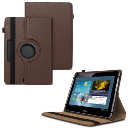 TGK 360 Degree Rotating Universal 3 Camera Hole Leather Stand Case Cover for Samsung Galaxy TAB 10.1 N GT-P7500 GT-P7501 GT-P7510 GT-P7511 GT-P5100 GT-P5110 P510 P750 (Brown)