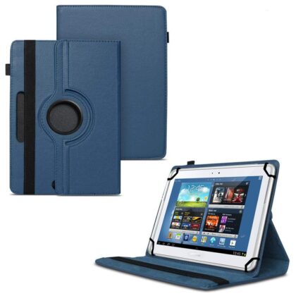 TGK 360 Degree Rotating Universal 3 Camera Hole Leather Stand Case Cover for Samsung Galaxy Note 10.1 GT-N8000 GT-N8010 GT-N8020 GT-N800-Dark Blue