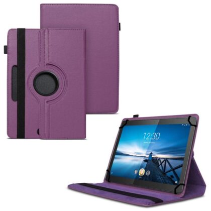 TGK 360 Degree Rotating Universal 3 Camera Hole Leather Stand Case Cover for Lenovo Tab M10 X605l Tablet (10.1 inch) – Purple