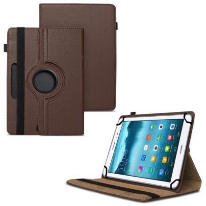 TGK 360 Degree Rotating Universal 3 Camera Hole Leather Stand Case Cover for HUAWEI MediaPad T1 8.0 Pro Tablet-Brown