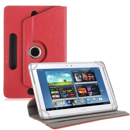 TGK Universal 360 Degree Rotating Leather Rotary Swivel Stand Case Cover for Samsung Galaxy Tab 10.1 GT-P7500 GT-P7510 – Red