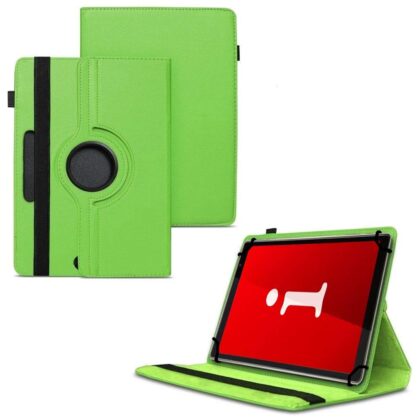 TGK 360 Degree Rotating Universal 3 Camera Hole Leather Stand Case Cover for iBall iTAB MovieZ Pro 10.1 inch Tablet – Green