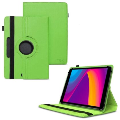 TGK 360 Degree Rotating 3 Camera Hole Leather Stand Case Cover for Panasonic Tab 8 HD Tablet 8 inch (Green)