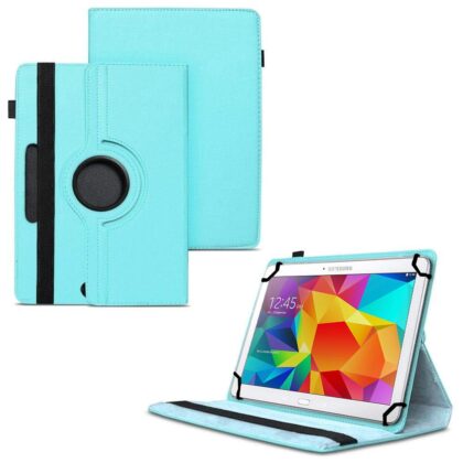 TGK 360 Degree Rotating Universal 3 Camera Hole Leather Stand Case Cover for Samsung Galaxy Tab 4 (10.1 Inch) Sm-T530, T531, T535 – Sky Blue