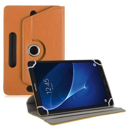 TGK Universal 360 Degree Rotating Leather Rotary Swivel Stand Case Cover for Samsung Galaxy Tab A 10.1 T580 Tablet (Orange)