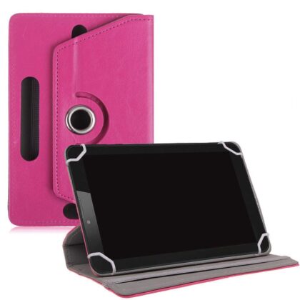 TGK 360 Degree Rotating Leather Rotary Swivel Stand Case Cover for HP Slate 10-Inch Tablet (Pink)