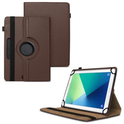 TGK 360 Degree Rotating Universal 3 Camera Hole Leather Stand Case Cover for Samsung Galaxy Tab A A6 With S Pen (10.1 Inch) P580, P585, P585N – Brown