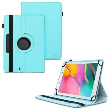 TGK 360 Degree Rotating Universal 3 Camera Hole Leather Stand Case Cover for Samsung Galaxy Tab A 8 inch 2019 SM-T290, T295, T297-Sky Blue