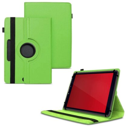TGK 360 Degree Rotating Universal 3 Camera Hole Leather Stand Case Cover for iBall Avid Tablet PC (8 inch)-Green