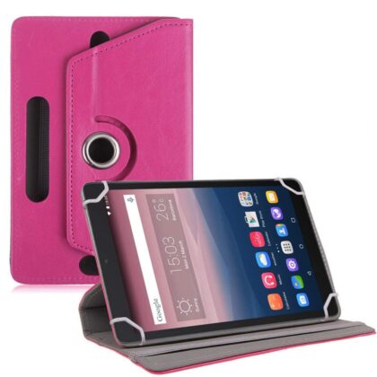 TGK Universal 360 Degree Rotating Leather Rotary Swivel Stand Case Cover for Alcatel One Touch Pixi 3 10 Inch Tablet – Pink