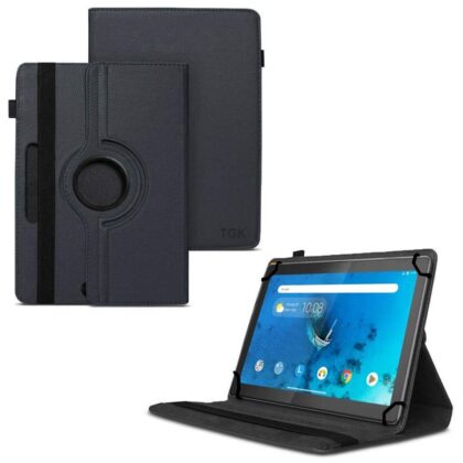 TGK 360 Degree Rotating Universal 3 Camera Hole Leather Stand Case Cover for Lenovo Tab M10 HD X505X Cover TB-X505F TB-X505L TB-X505X TB-X605L TB-X605F – Black