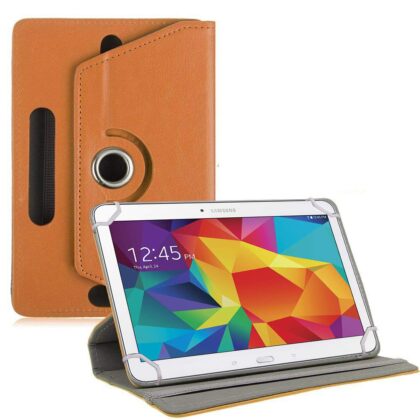 TGK 360 Degree Rotating Leather Rotary Swivel Stand Case Cover for Samsung Galaxy Tab 4 10.1 SM-T530 Tablet (Orange)