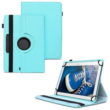 TGK 360 Degree Rotating Universal 3 Camera Hole Leather Stand Case Cover for Lenovo Tab 2 A10-30 10.1″ Tablet – Sky Blue