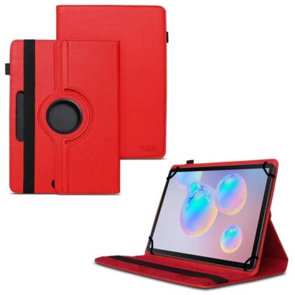 TGK 360 Degree Rotating Universal 3 Camera Hole Leather Stand Case Cover for Samsung Galaxy Tab S6 10.5 Inch SM-T860/T865/T867 – Red