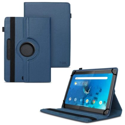TGK 360 Degree Rotating Universal 3 Camera Hole Leather Stand Case Cover for Lenovo Tab M10 HD X505X Cover TB-X505F TB-X505L TB-X505X TB-X605L TB-X605F – Dark Blue
