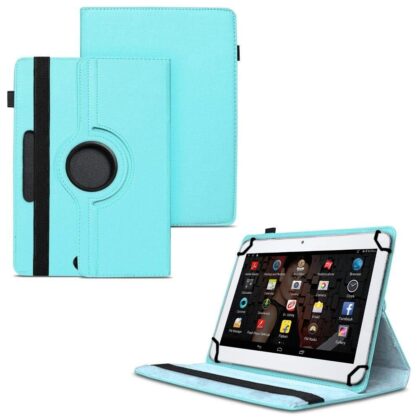 TGK 360 Degree Rotating Universal 3 Camera Hole Leather Stand Case Cover for IBALL Slide 3G 1026-Q18 (10.1 inch) Tablet – Sky Blue