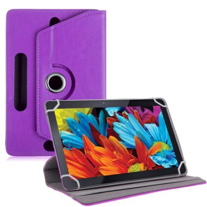 TGK Universal 360 Degree Rotating Leather Rotary Swivel Stand Case Cover for iBall Slide Nova 4G Tablet (10.1 inch) – Purple