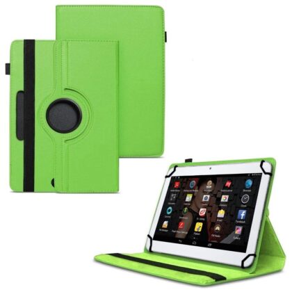 TGK 360 Degree Rotating Universal 3 Camera Hole Leather Stand Case Cover for IBALL Slide 3G 1026-Q18 (10.1 inch) Tablet – Green