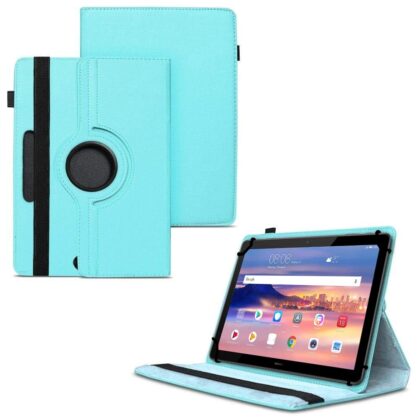 TGK 360 Degree Rotating Universal 3 Camera Hole Leather Stand Case Cover for Huawei Mediapad T5 10 10.1 inch 2018 – Sky Blue