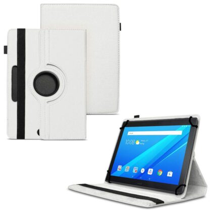 TGK 360 Degree Rotating Universal 3 Camera Hole Leather Stand Case Cover for Lenovo Tab 2 A10-70F (10.1 inch) – White