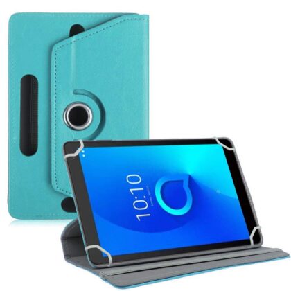 TGK Universal 360 Degree Rotating Leather Rotary Swivel Stand Case Cover for Alcatel 1T 10 inch Tablet – Sky Blue