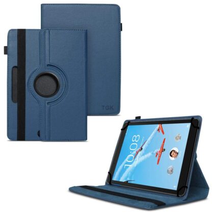 TGK 360 Degree Rotating Universal 3 Camera Hole Leather Stand Case Cover for Lenovo Tab E8 (TB-8304F) 8-Inch Tablet 2018 release – Dark Blue