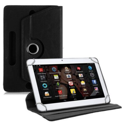 TGK Universal 360 Degree Rotating Leather Rotary Swivel Stand Case Cover for Iball Slide 3G 1026-Q18 (10.1 inch) Tablet – Black