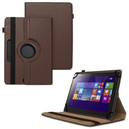 TGK 360 Degree Rotating Universal 3 Camera Hole Leather Stand Case Cover for Lenovo Ideatab MIIX 3-1030 Tablet PC 10.1 Inch – Brown