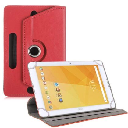 TGK Universal 360 Degree Rotating Leather Rotary Swivel Stand Case Cover for Acer Iconia One 10 inch Tablet – Red