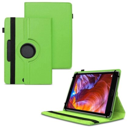 TGK 360 Degree Rotating Universal 3 Camera Hole Leather Stand Case Cover for Huawei MediaPad M5 Tablet 8.4 Inch-Green