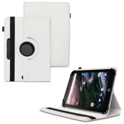 TGK 360 Degree Rotating Universal 3 Camera Hole Leather Stand Case Cover for HP Pro 8 Tablet 8 inch – White