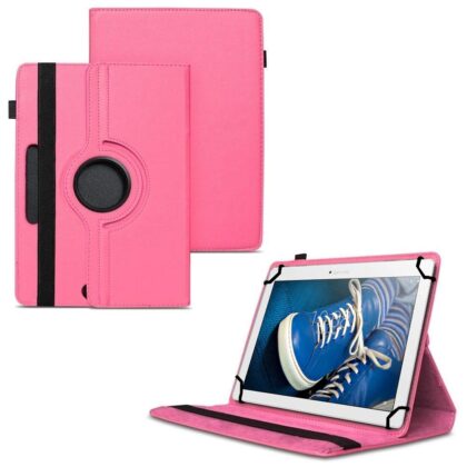 TGK 360 Degree Rotating Universal 3 Camera Hole Leather Stand Case Cover for Lenovo Tab 2 A10-30 10.1″ Tablet – Hot Pink