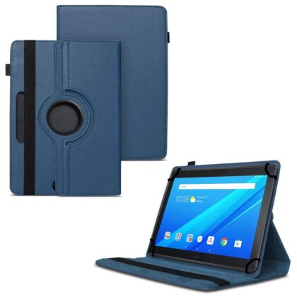 TGK 360 Degree Rotating Universal 3 Camera Hole Leather Stand Case Cover for Lenovo Tab 2 A10-70F (10.1 inch) – Dark Blue