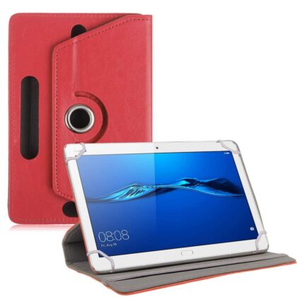 TGK Universal 360 Degree Rotating Leather Rotary Swivel Stand Case Cover for Huawei MediaPad M3 Lite 10″ Tablet – Red