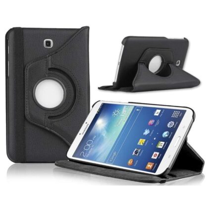 TGK 360 Degree Rotating Leather Smart Rotary Swivel Stand Case Cover for Samsung Galaxy Tab 3 GT-P3200 GT-P3210 SM-T211/T210 (7.0 inch) – Black