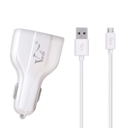 Vali-CC08 3 Port USB Car Charger 4A OutPut Fast Charging, Quick Charge with Free Micro USB Cable (White)