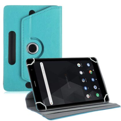 TGK Universal 360 Degree Rotating Leather Rotary Swivel Stand Case Cover for iBall iTAB BizniZ 10.1 Inch Tablet – Sky Blue